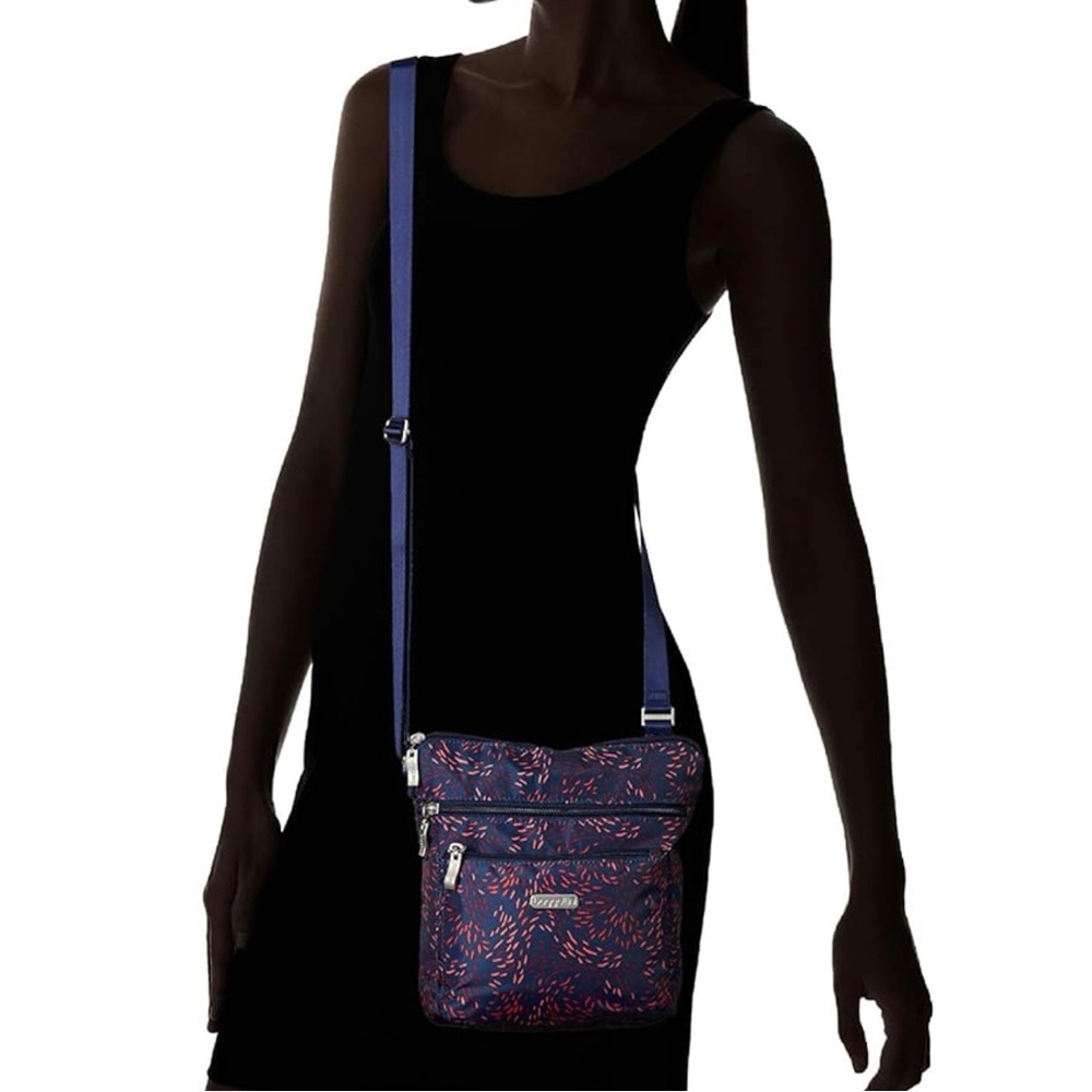 Baggallini Pocket Crossbody Bag With Wristlet Firework Print Good Condition